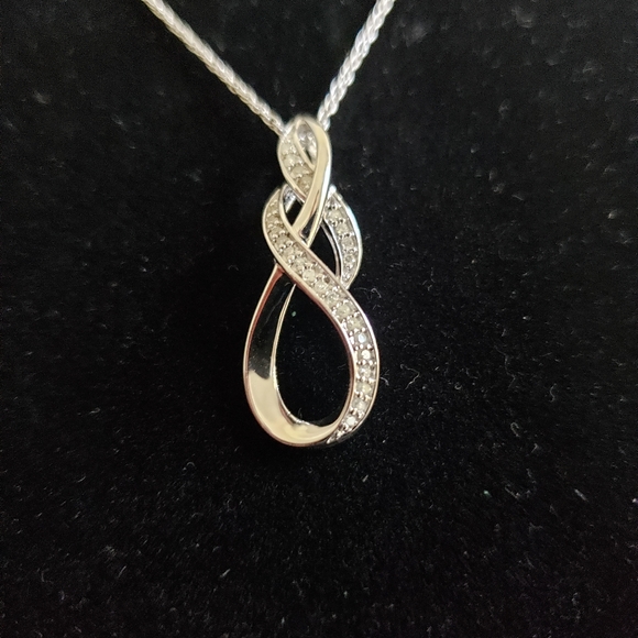 925 sterling silver chain and drop pendant with di - Picture 6 of 6